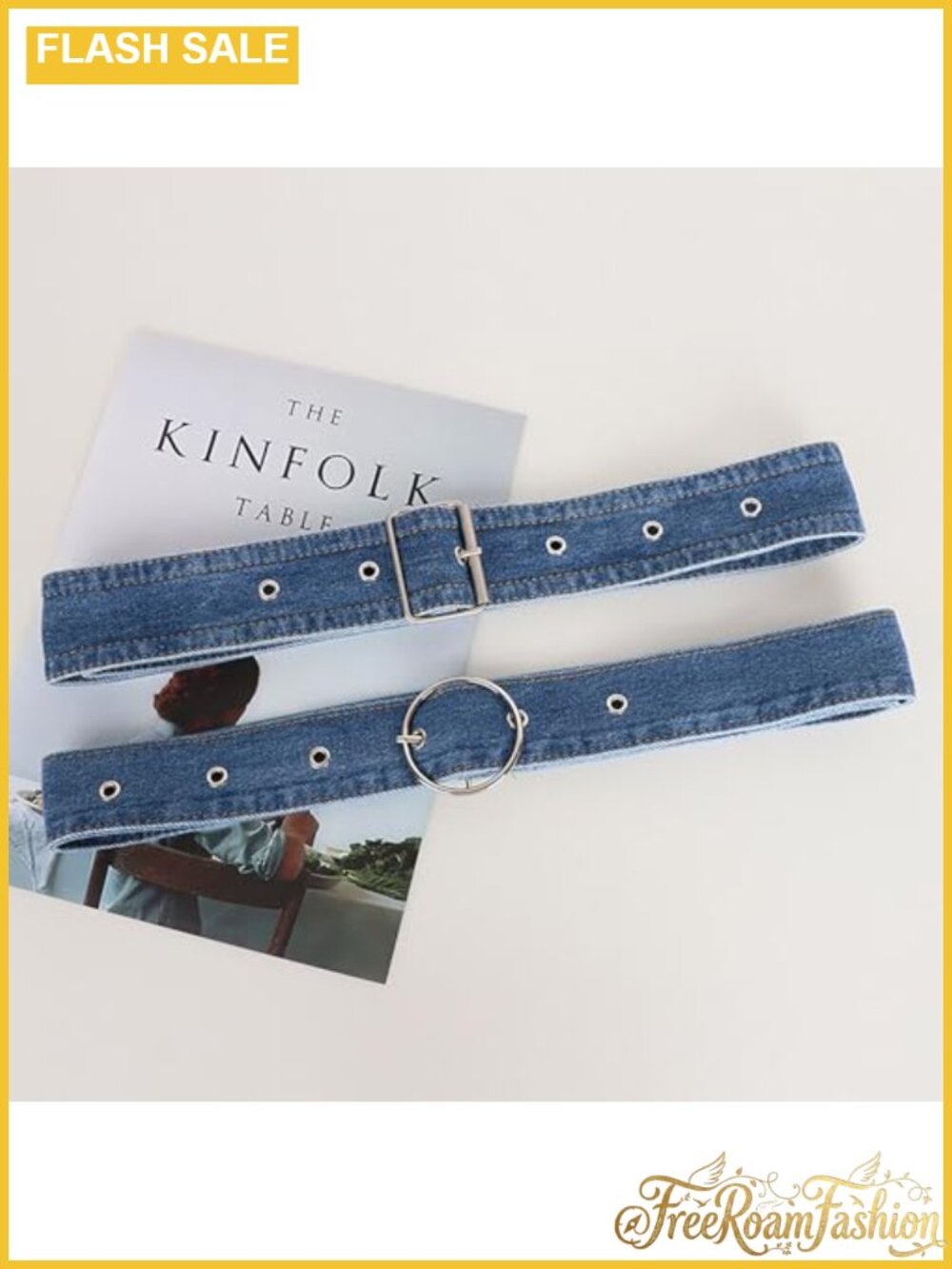 Denim Waist Belt Round Buckle Wide Elastic Jean Belt for Pants Dress - Picture 3 of 4